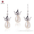 Fashion Silver Crown Luxury Pearl Beaded Jewelry Set